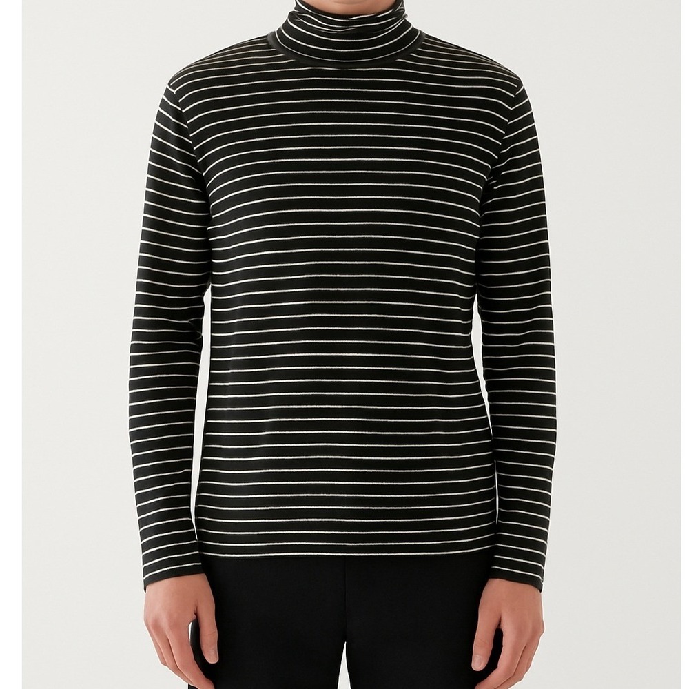 Michael Kors Men Ribbed Turtleneck Long Sleeve Striped‎ Sweater M